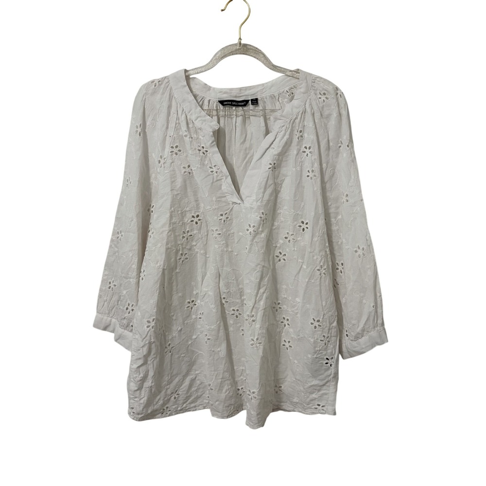 Feminine Eyelet Peasant Top‎ XL 100% Cotton Cottagecore Coquette Delicate